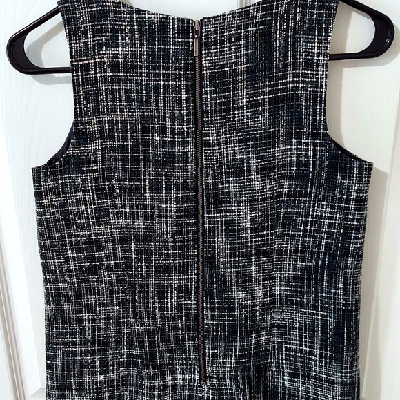 Loft Tweed Mini Sheath Dress with faux leather Trim Pockets - Picture 4 of 5